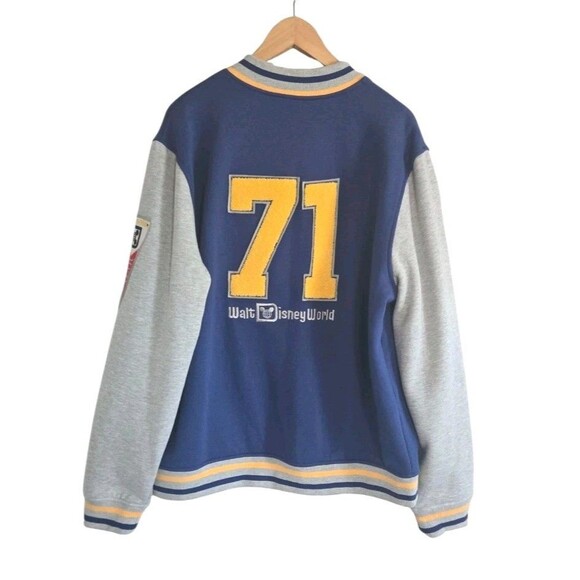 Vintage Disney Parks 1971 Letterman Jacket Unisex Large Blue Snap Button Pockets - Picture 10 of 12